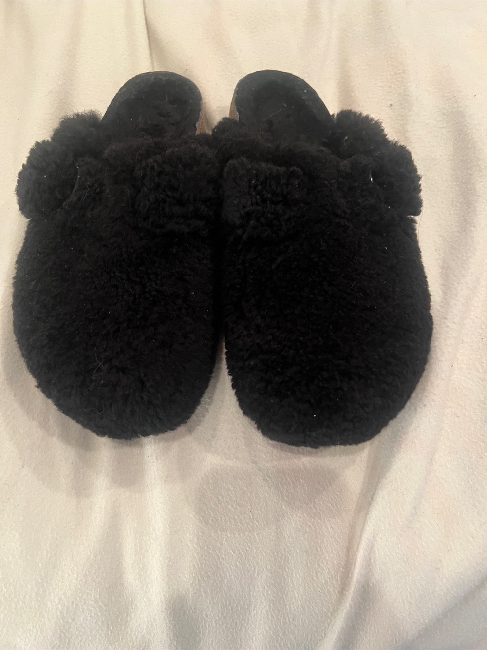 Birkenstock Black Shearling Pom Clog Mules